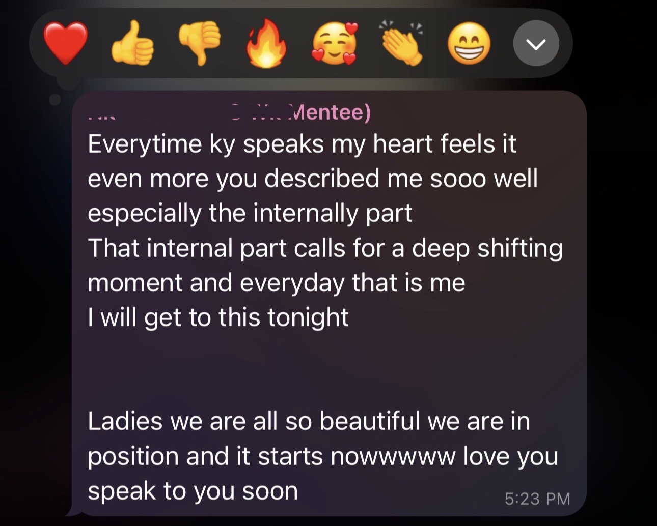 Mentee feedback on positioning