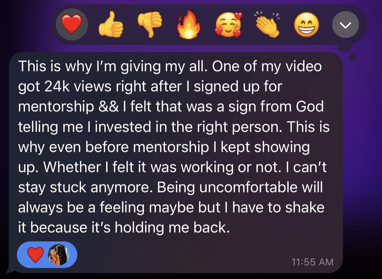 Mentee content milestone