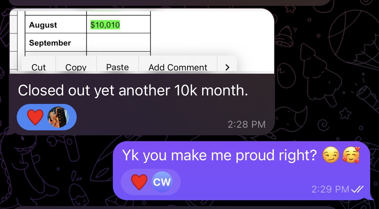Mentee milestone message