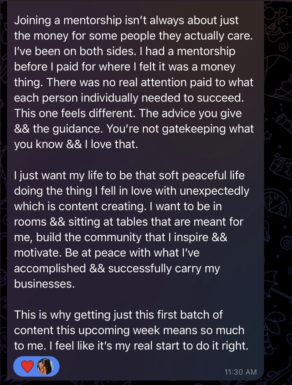 Mentee feedback on guidance