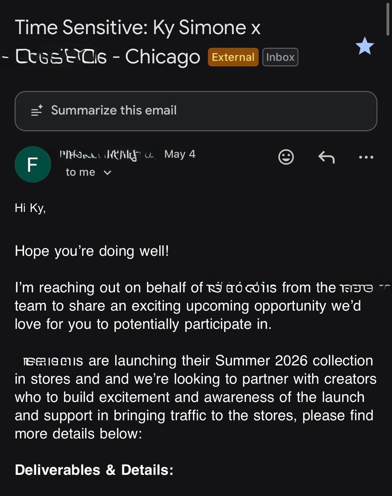 Brand collaboration email